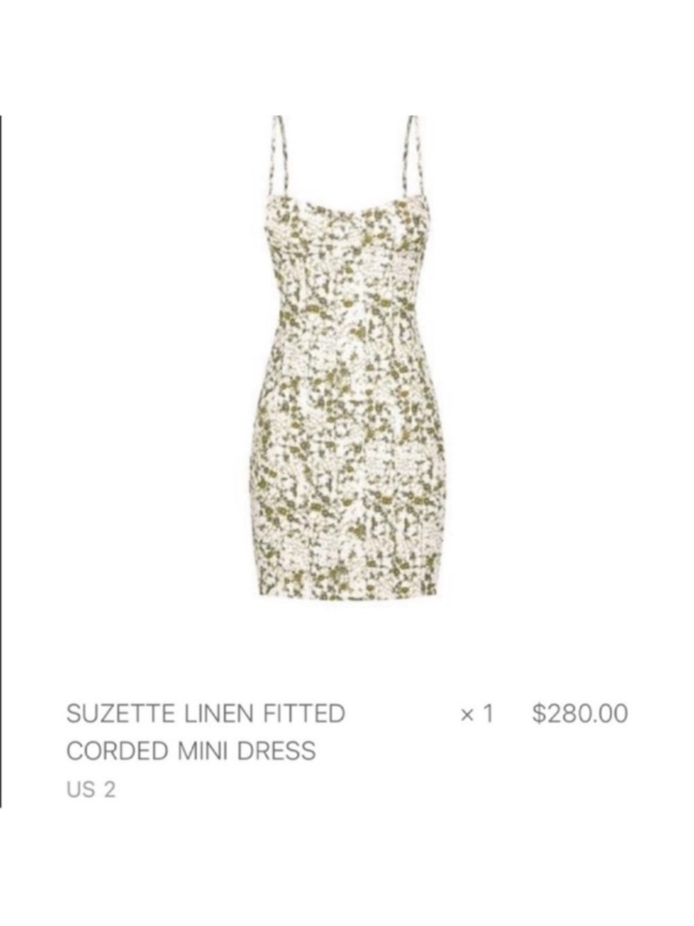 Shona Joy Suzette Corded Mini Dress Size US 2 Green Ditsy Floral Fitted Linen - Picture 5 of 12